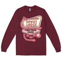 Burgundy cupids howdy lodge find your cowboy open Long Sleeve Tee - MaliasSmallBusiness