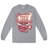 Heather Grey cupids howdy lodge find your cowboy open Long Sleeve Tee - MaliasSmallBusiness