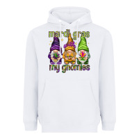 White Mardi Gras with my gnomes Heavyweight Hoodie - NancyCooperArtShop