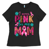 Black I Wear Pink For My Mom with Butterfly Ladies Tee - texasbilliewilder
