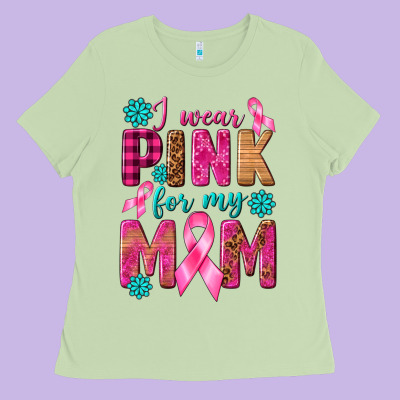 I Wear Pink For My Mom With Butterfly Ladies Tee Designed By Texasbilliewilder