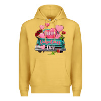 Antique Gold Happy Valentine's day turquoise truck Premium Hoodie - HowdyJamesFarm