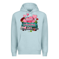 Blue Mist Happy Valentine's day turquoise truck Premium Hoodie - HowdyJamesFarm