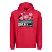 Cardinal Happy Valentine's day turquoise truck Premium Hoodie - HowdyJamesFarm