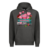 Charcoal Heather Happy Valentine's day turquoise truck Premium Hoodie - HowdyJamesFarm