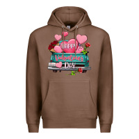 Chestnut Happy Valentine's day turquoise truck Premium Hoodie - HowdyJamesFarm