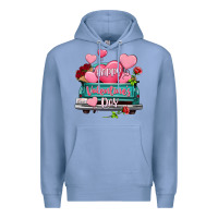 Colony Blue Happy Valentine's day turquoise truck Premium Hoodie - HowdyJamesFarm