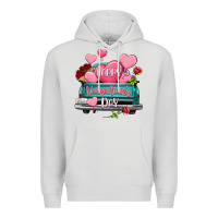 Dove Grey Happy Valentine's day turquoise truck Premium Hoodie - HowdyJamesFarm