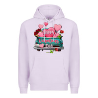Lilac Happy Valentine's day turquoise truck Premium Hoodie - HowdyJamesFarm