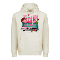 Oatmeal Heather Happy Valentine's day turquoise truck Premium Hoodie - HowdyJamesFarm