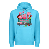 Ocean Blue Happy Valentine's day turquoise truck Premium Hoodie - HowdyJamesFarm