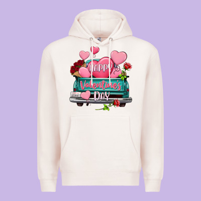 Happy Valentine's Day Turquoise Truck Premium Hoodie Designed By Howdyjamesfarm