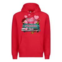 Red Happy Valentine's day turquoise truck Premium Hoodie - HowdyJamesFarm