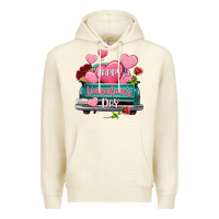 Sandshell Happy Valentine's day turquoise truck Premium Hoodie - HowdyJamesFarm