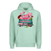 Seafoam Happy Valentine's day turquoise truck Premium Hoodie - HowdyJamesFarm