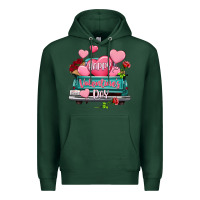 Sports Green Happy Valentine's day turquoise truck Premium Hoodie - HowdyJamesFarm