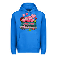 True Royal Happy Valentine's day turquoise truck Premium Hoodie - HowdyJamesFarm