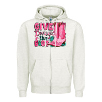 Oatmeal Heather give cancer the boot Zipper Hoodie - LillyAllenDesigns