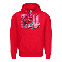 Red give cancer the boot Zipper Hoodie - LillyAllenDesigns