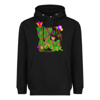 Black Louisiana map Mardi Gras Heavyweight Hoodie - NancyCooperArtShop