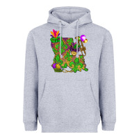 Heather Grey Louisiana map Mardi Gras Heavyweight Hoodie - NancyCooperArtShop