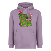 Lavender Louisiana map Mardi Gras Heavyweight Hoodie - NancyCooperArtShop