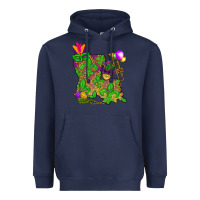 Navy Louisiana map Mardi Gras Heavyweight Hoodie - NancyCooperArtShop
