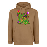 Toasted Coconut Louisiana map Mardi Gras Heavyweight Hoodie - NancyCooperArtShop