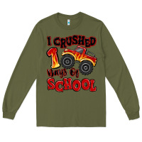 Army Green i crushed 100 days of school monster truck Long Sleeve Tee - MaliasSmallBusiness