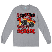 Heather Grey i crushed 100 days of school monster truck Long Sleeve Tee - MaliasSmallBusiness