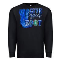 Black give cancer the boot colon cancer blue ribbon nca Premium Sweatshirt - NancyCooperArtShop
