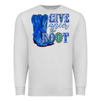 Dove Grey give cancer the boot colon cancer blue ribbon nca Premium Sweatshirt - NancyCooperArtShop