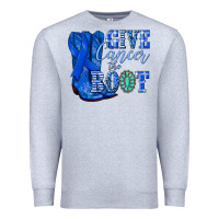 Heather Grey give cancer the boot colon cancer blue ribbon nca Premium Sweatshirt - NancyCooperArtShop