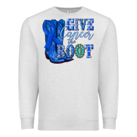 Oatmeal Heather give cancer the boot colon cancer blue ribbon nca Premium Sweatshirt - NancyCooperArtShop