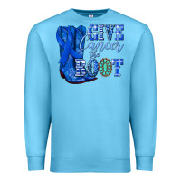Ocean Blue give cancer the boot colon cancer blue ribbon nca Premium Sweatshirt - NancyCooperArtShop