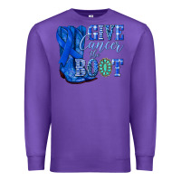 Purple give cancer the boot colon cancer blue ribbon nca Premium Sweatshirt - NancyCooperArtShop