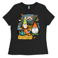 Black farm truck autumn gnomes Ladies Tee - RanaPortraitStore