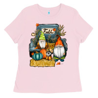 Bubblegum Pink farm truck autumn gnomes Ladies Tee - RanaPortraitStore