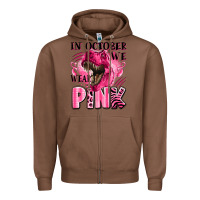 Chestnut in october we wear pink dinosaur Zipper Hoodie - LillyAllenDesigns