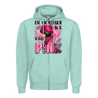 Seafoam in october we wear pink dinosaur Zipper Hoodie - LillyAllenDesigns