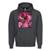 Smoke in october we wear pink dinosaur Zipper Hoodie - LillyAllenDesigns