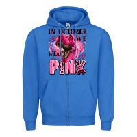 True Royal in october we wear pink dinosaur Zipper Hoodie - LillyAllenDesigns