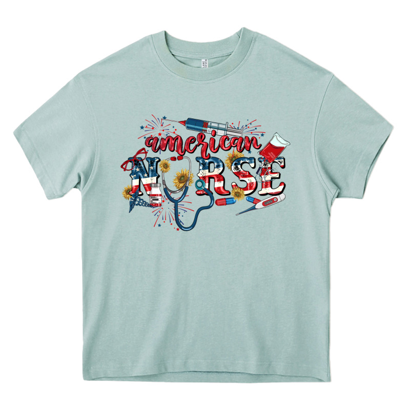 American Nurse 4th Of July Heavy Core Tee by CowGirlArtShop | Teevron