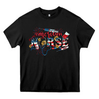 Black American Nurse 4th of July Heavy Core Tee - CowGirlArtShop