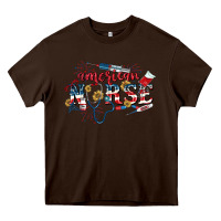 Chocolate Brown American Nurse 4th of July Heavy Core Tee - CowGirlArtShop