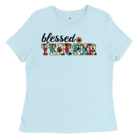 Baby Blue blessed teacher Ladies Tee - JahusDesignShop