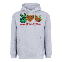 Heather Grey Peace Love Mexico Heavyweight Hoodie - texasbilliewilder