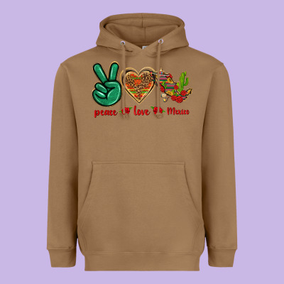 Peace Love Mexico Heavyweight Hoodie Designed By Texasbilliewilder