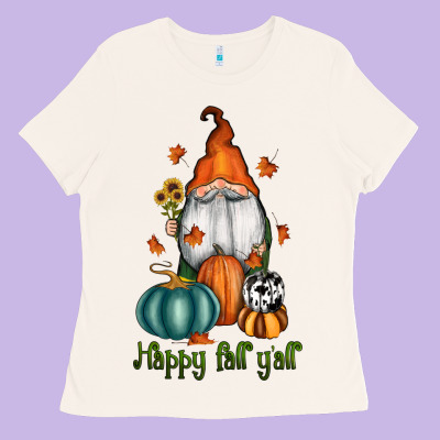 Happy Fall Y'all Gnome Ladies Tee Designed By Ranaportraitstore