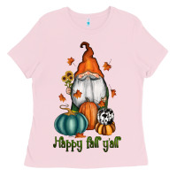 Bubblegum Pink happy fall y'all gnome Ladies Tee - RanaPortraitStore
